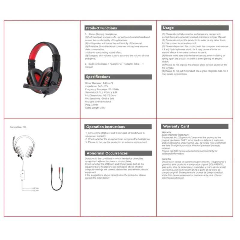 Gaming Headphone Headset with Mic  - SOYTO SY733MV