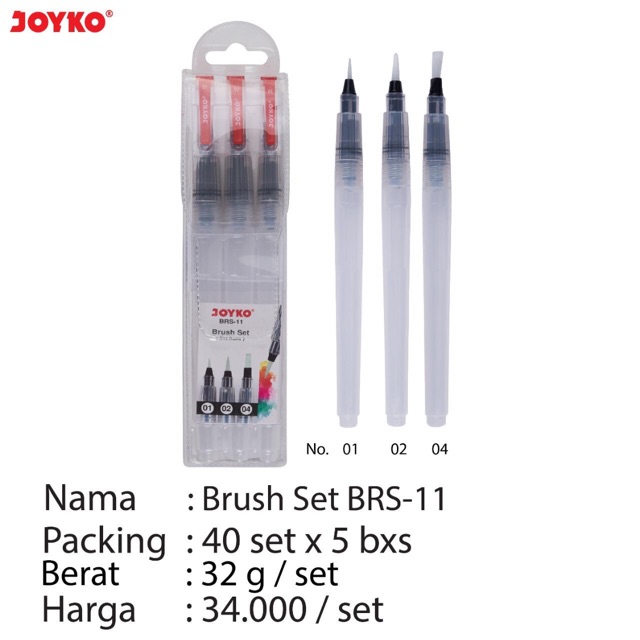 

Water brush pen isi 3 merek joyko set