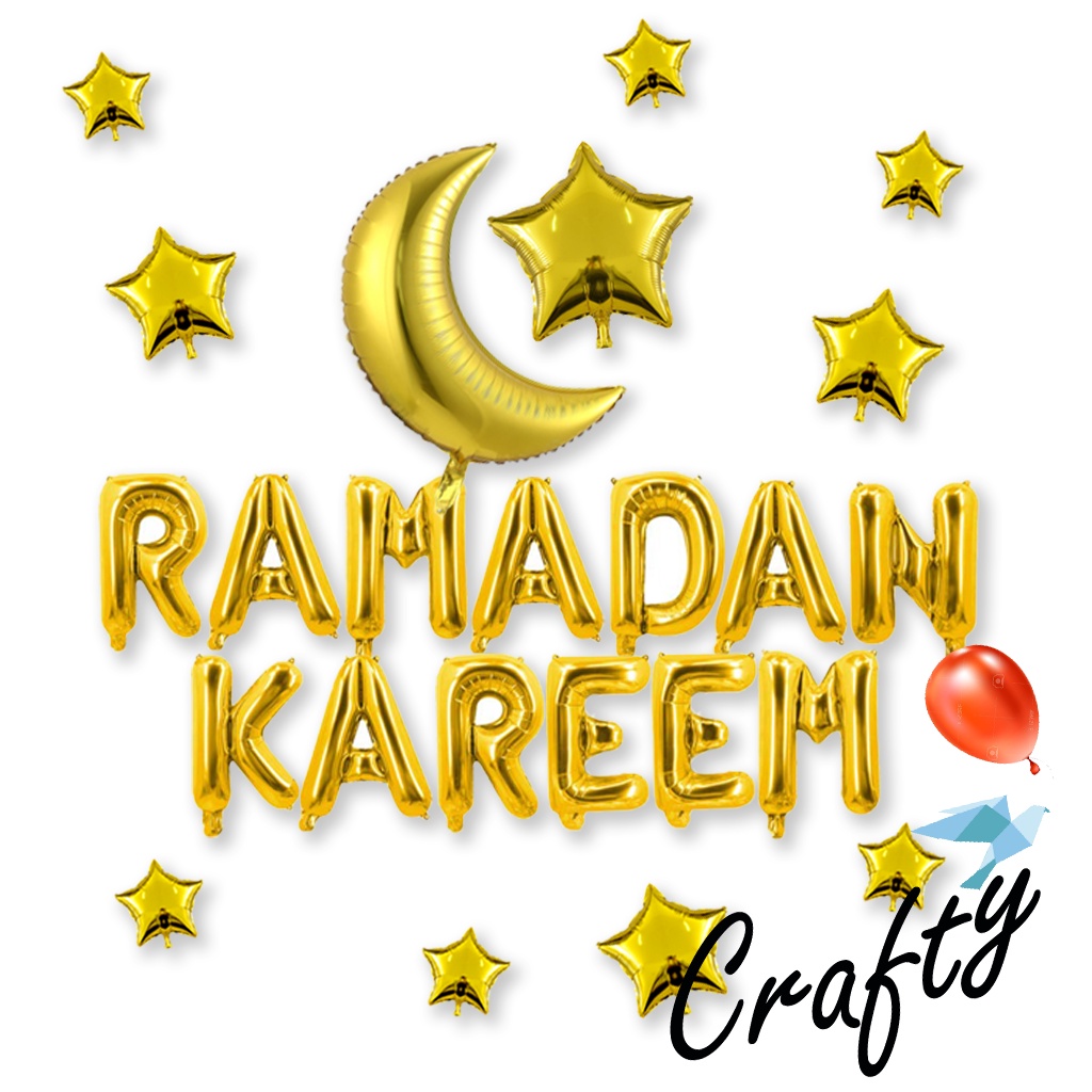 [PAKET] RAMADHAN Set RAMADAN KAREEM -GOLD- Balon Dekorasi Lebaran