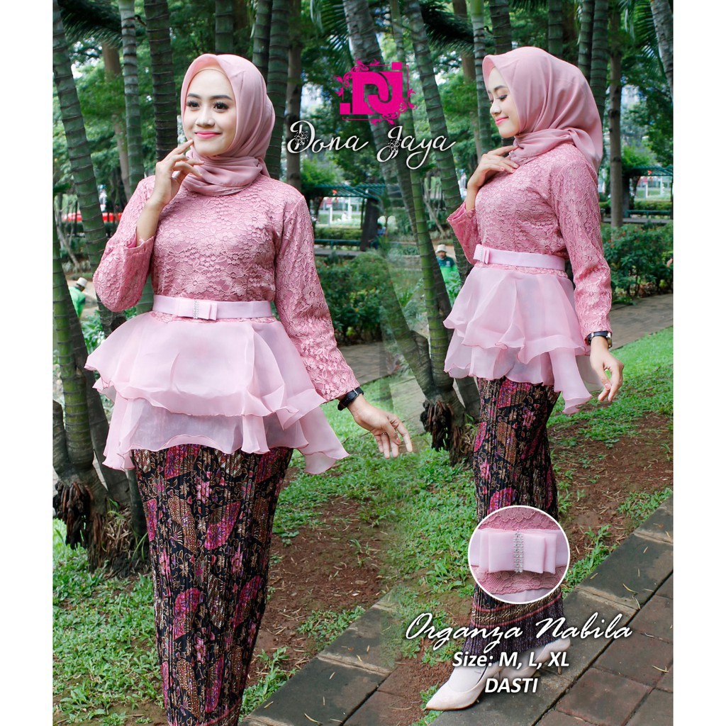 Set kebaya brukat kombinasi / kebaya brukat organza / brukat / organza / pakaian wanita /fashion