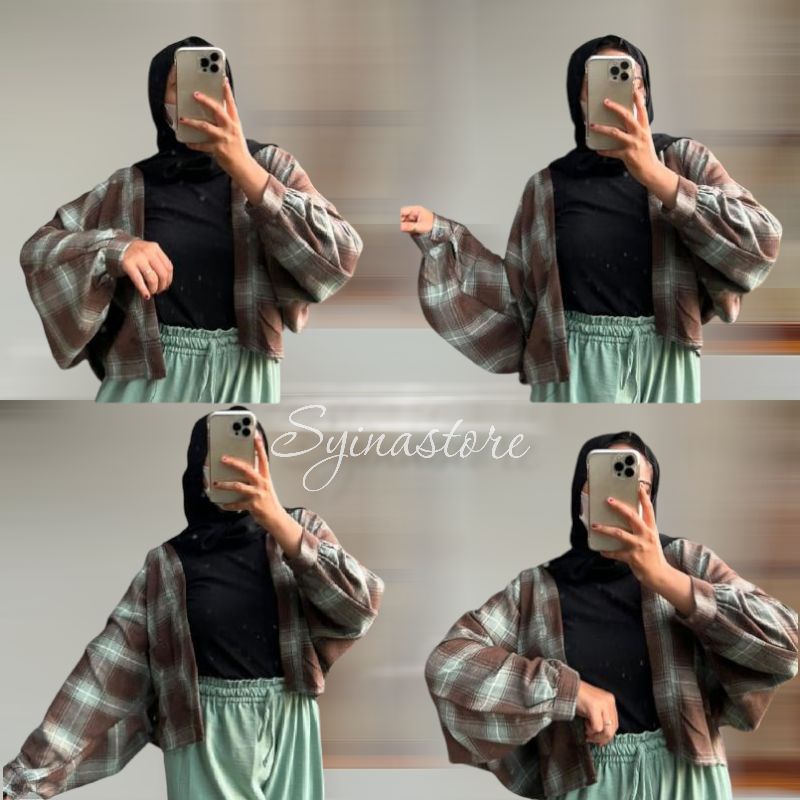 OUTER KEMEJA LENGAN BALOON/ OUTER MOTIF KOTAK KOTAK/KEMEJA OUTER/OUTER LENGAN BALOON/OUTER KOTAK KOT