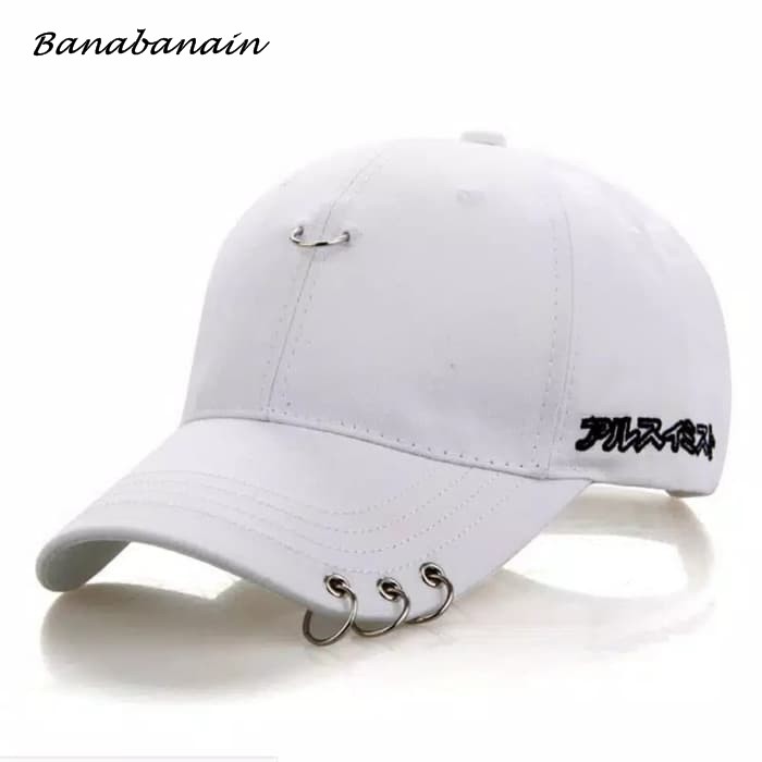 Pria Hip-Hop Topi Topi Keren Gaya Korea Rantai Besi Ring Baseball Cap Real Pict