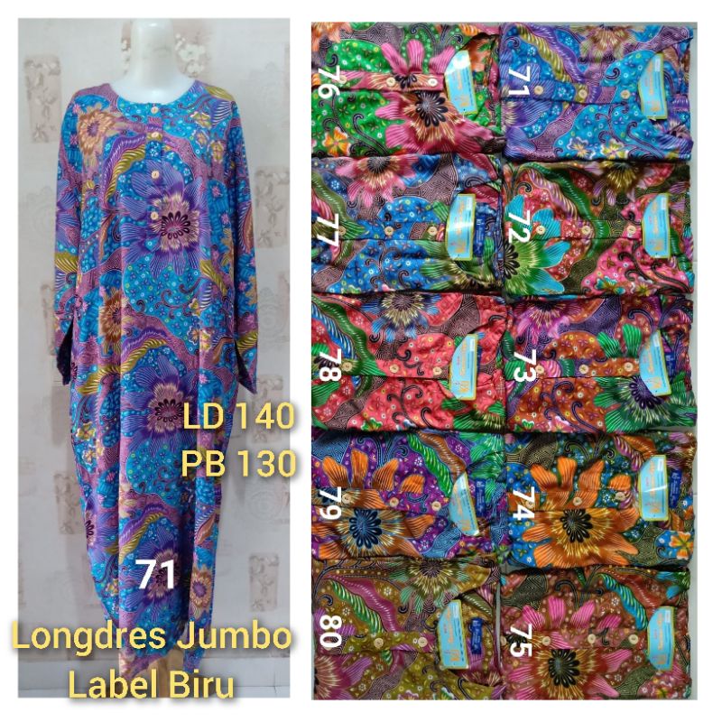 Longdres Jumbo LD 140cm Kencana Ungu label Biru