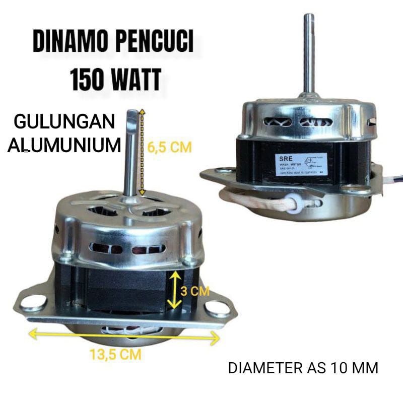 Dinamo , Wash  , Pencuci Mesin Cuci Sharp Alumunium / Motor Polytron / Sanken 150 watt diameter as 10 mm