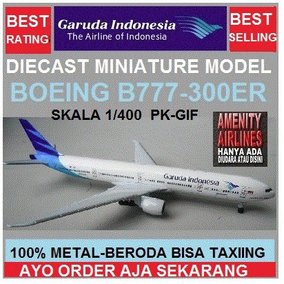 Diecast Miniatur Medium GARUDA INDONESIA Boeing B-777-300 Best Seller