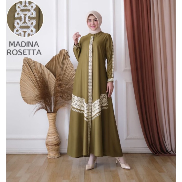 Gamis Madina Rosetta/Gamis muslim Rosetta Terbaru 2021/Bordiran Rosetta