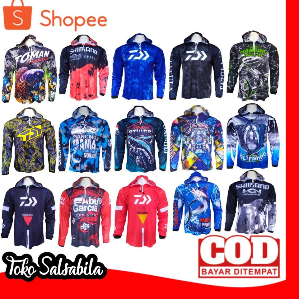 [KODE BARANG F7455] Jersey Mancing Hoodie Lengan Panjang / Kaos Mancing Tudung / Baju Mancing Mania