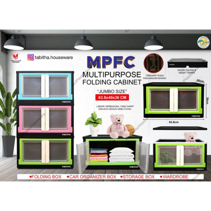 Lemari Plastik Container Box Plastik MPFC Jumbo Storage Box Organizer Lemari Lipat Plastik Lemari Foldable Serbaguna Lemari Pakaian Lipat Lemari Mainan Lemari Boneka Storage Box Multipurpose Folding Storage Cabinet Tabitha