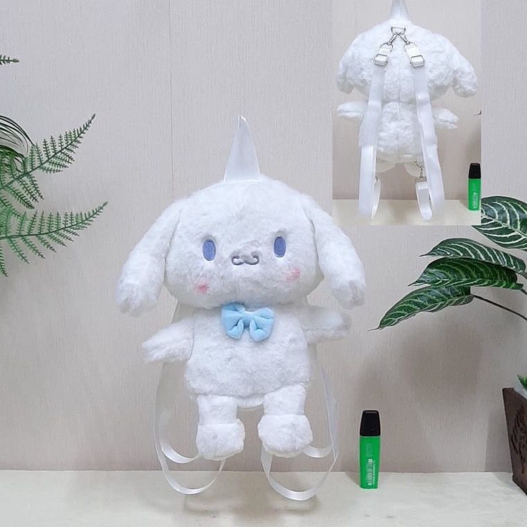 Tas Ransel Wanita Bulu Boneka Sanrio Character Contestants CINNAMOROLL Multifungsi Bisa Ransel + Selempang Perempuan / Backpack Wanita Bulu Empuk Halus Lucu Imut Gemoy Karakter Kartun Cinnamoroll