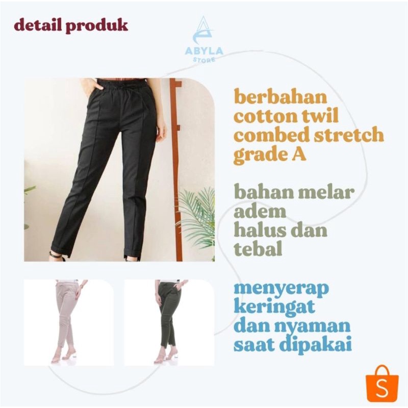 celana wanita korean style baggy Pants Kekinian bahan Cotton Combed tebal