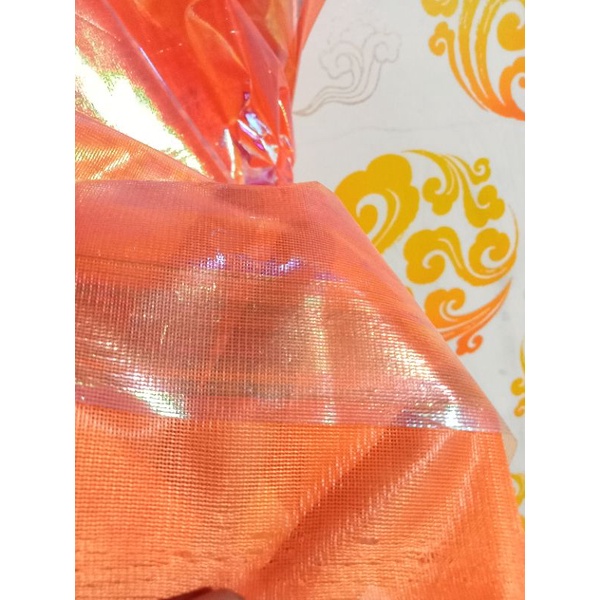 Bahan Kain Metalik Laminating Orange