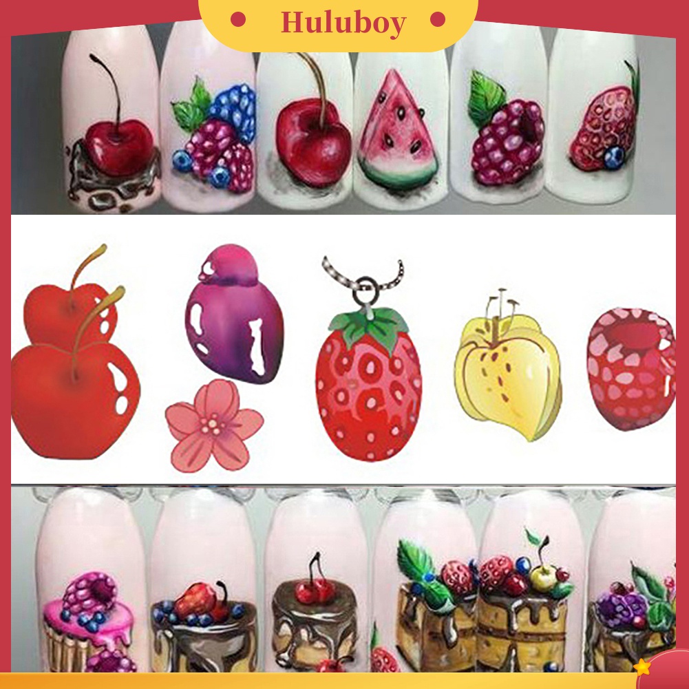 Huluboy Huluboy♡ 18 Lembar Stiker Decal Transfer Air Bentuk Es Krim / Kue / Buah Warna-Warni Untuk Nail Art