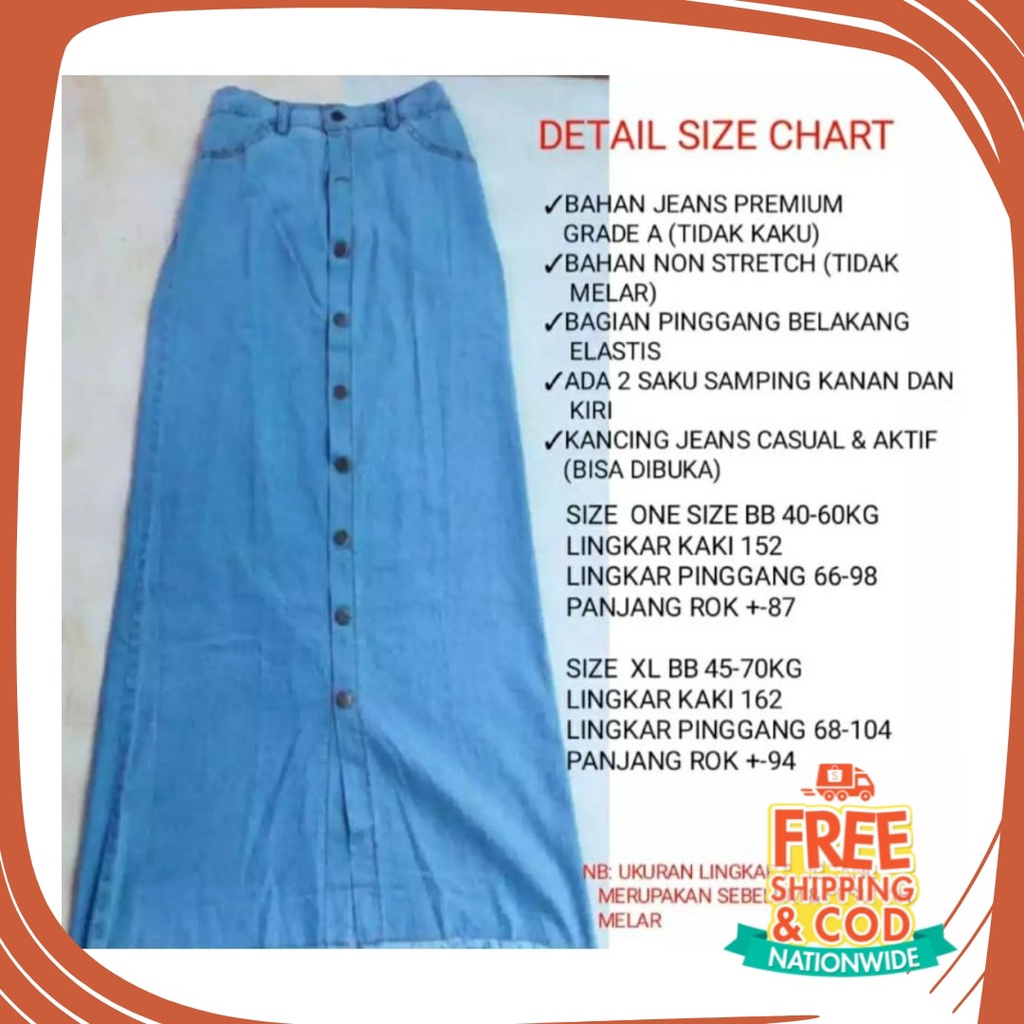 Plisket Jins Dnim MEkar biru merah hitam kuning hijau putih abu /  ROK PANJANG CEWE BAHAN PREMIUM KA