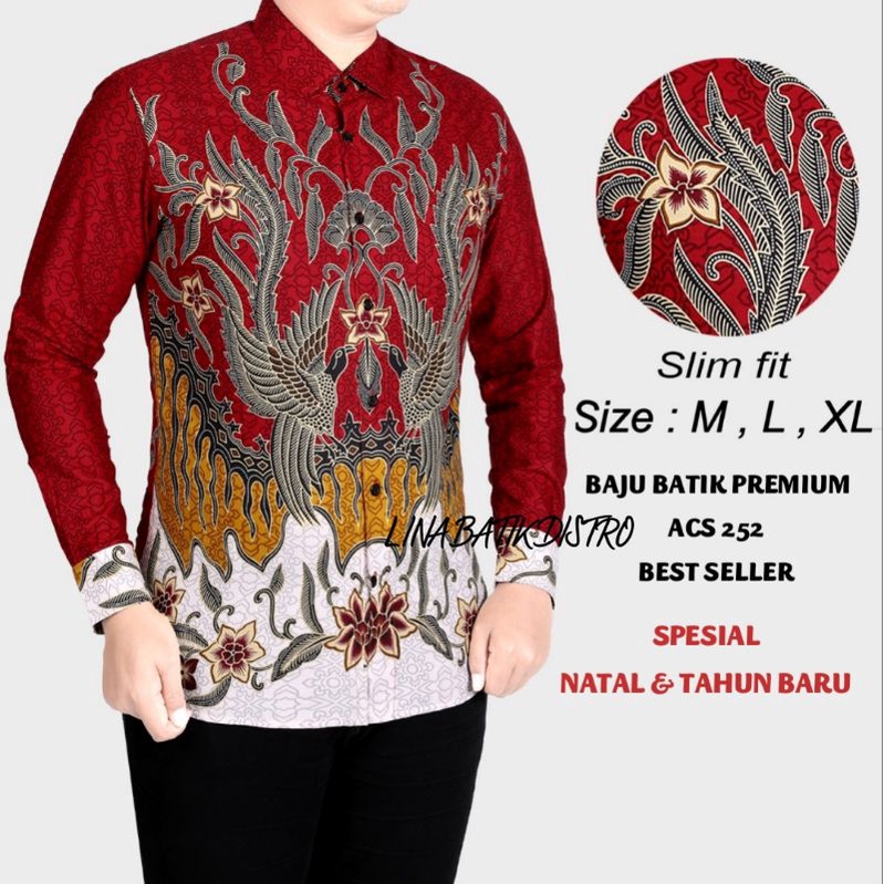 KEMEJA BATIK PRIA SLIM FIT LENGAN PANJANG BAJU BATIK COLINDION ACS27