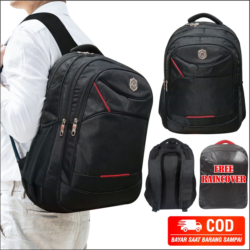 Tas Ransel Laptop Punggung Tas Pria Wanita Unisex Model Polos Bahan Tebal - Polo Global - 9714