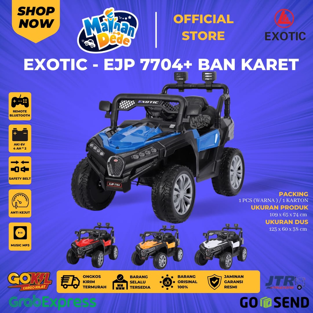 Mainan Mobil Aki Anak jeep Exotic EJP 7704 / EJP 7704+ BAN KARET-7