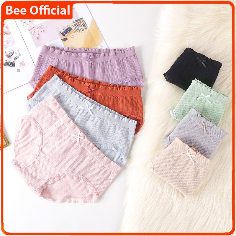 BEE - Celana Dalam Wanita Elastis Bahan Import Mid Waist Cd Undies 6350 TM