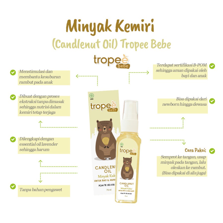 Tropee Bebe Candlenut Oil Minyak Kemiri Kukui 100ml