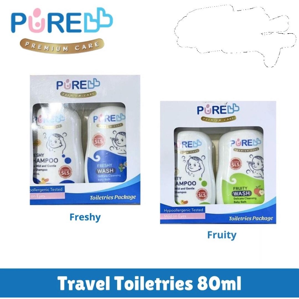 Pure BB Travel Toiletries Package Wash & Shampoo 80 ml PACKAGE/SABUN BABY/SAMPO BAYI/SKINCAREBABY