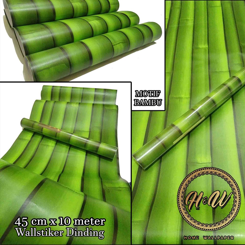 Ready stok!!! Wallpaper dinding | Size 10 meter x 45 cm | Motif salur daun hijau | Anti air