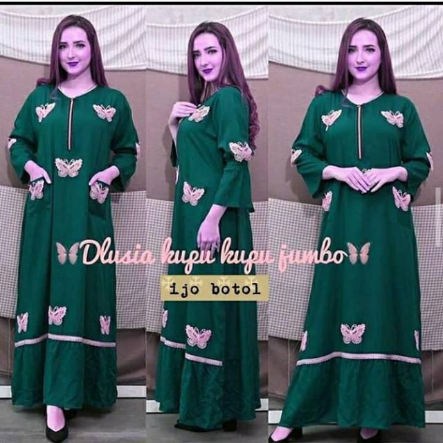 GAMIS DASTER ARAB MURAH DLUSIA KUPU KUPU JUMBO / RESLETING DEPAN BUSUI / RAYON