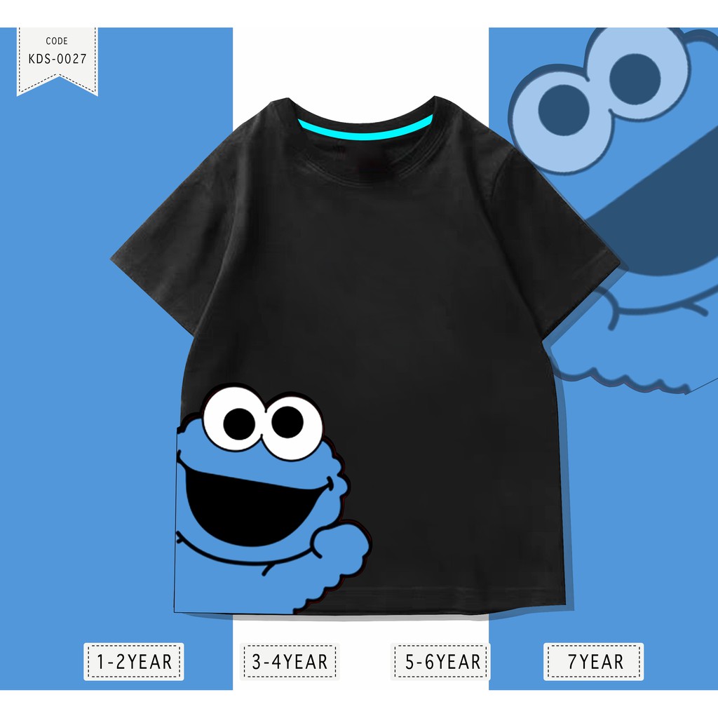 Baju Anak  1-8THN / Kaos Distro DTF Anak Laki Laki dan Perempuan / Unisex / Motif COOKIE MONSTER