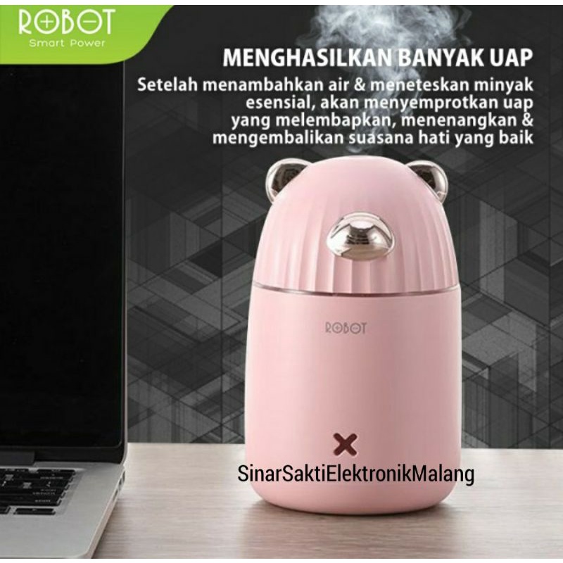 Robot Air Humidifier Diffuser Usb Pink Bear Pelembab Udara Ruangan