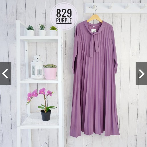 BD ANAK 829.A - GAMIS PLISKET ANAK MAXY DRESS MUSLIMAH TALI TANGAN PANJANG PESTA GROSIR POLOS MURAH