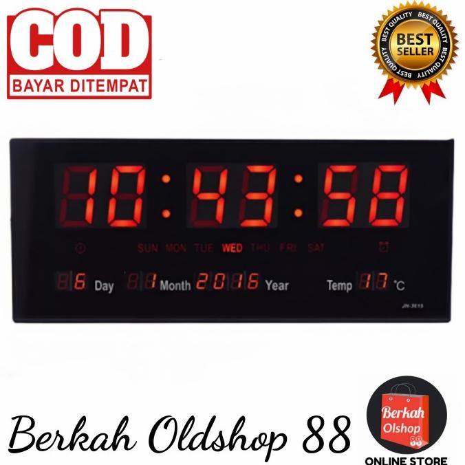 Jam Dinding Digital LED Clock Merah/Biru 36cm x 15cm LED JH-3615-Merah tersedia stok