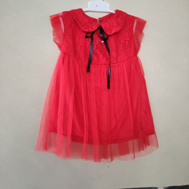 Dress anak cewek 1 2 tahun gaun tutu anak Pakaian anak cewek perempuan brokat mewah ( dress Anne )