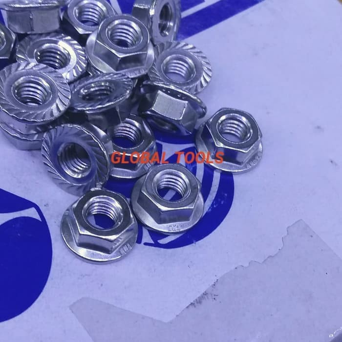 Flange nut stainless m8 kunci 13 mur topi m8 mur 12 baut 12 ss 304 THE
