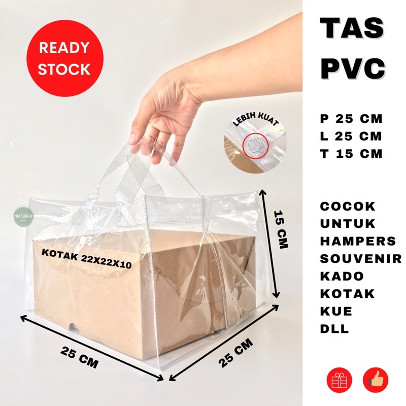 Tas pvc hampers mika uk 25 x 25 x 15 box kotak kue goodie bag TERMURAH ready stock