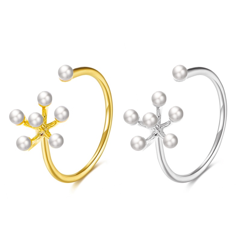 Fancyqube Perhiasan Cincin Bentuk Bunga Kerang Air Tawar Aksen Mutiara Gaya Elegan Untuk Wanita