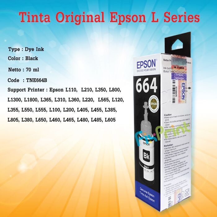 Tinta Original 664 Tinta Refill Printer Epson L110 L120 ...
