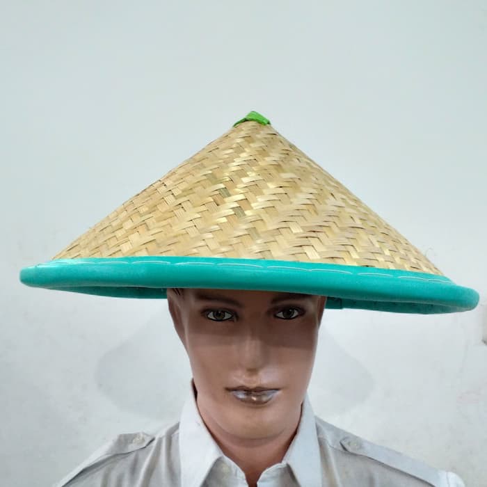 Topi Anyam Rotan Petani List Warna Diameter 40-45 cm/Topi Tukang Kebun