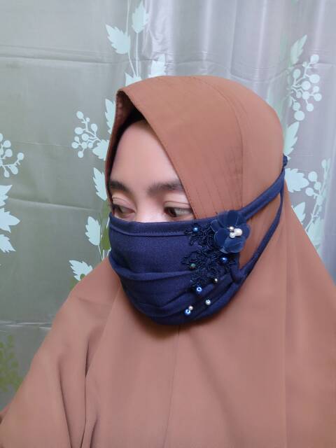 masker hias dua lapis ada tempat tisue nya