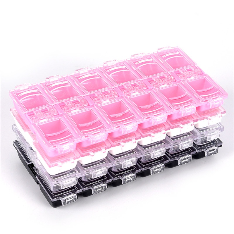 Kotak Organizer Perhiasan / Manik-Manik Nail Art 12 Slot Bahan Plastik