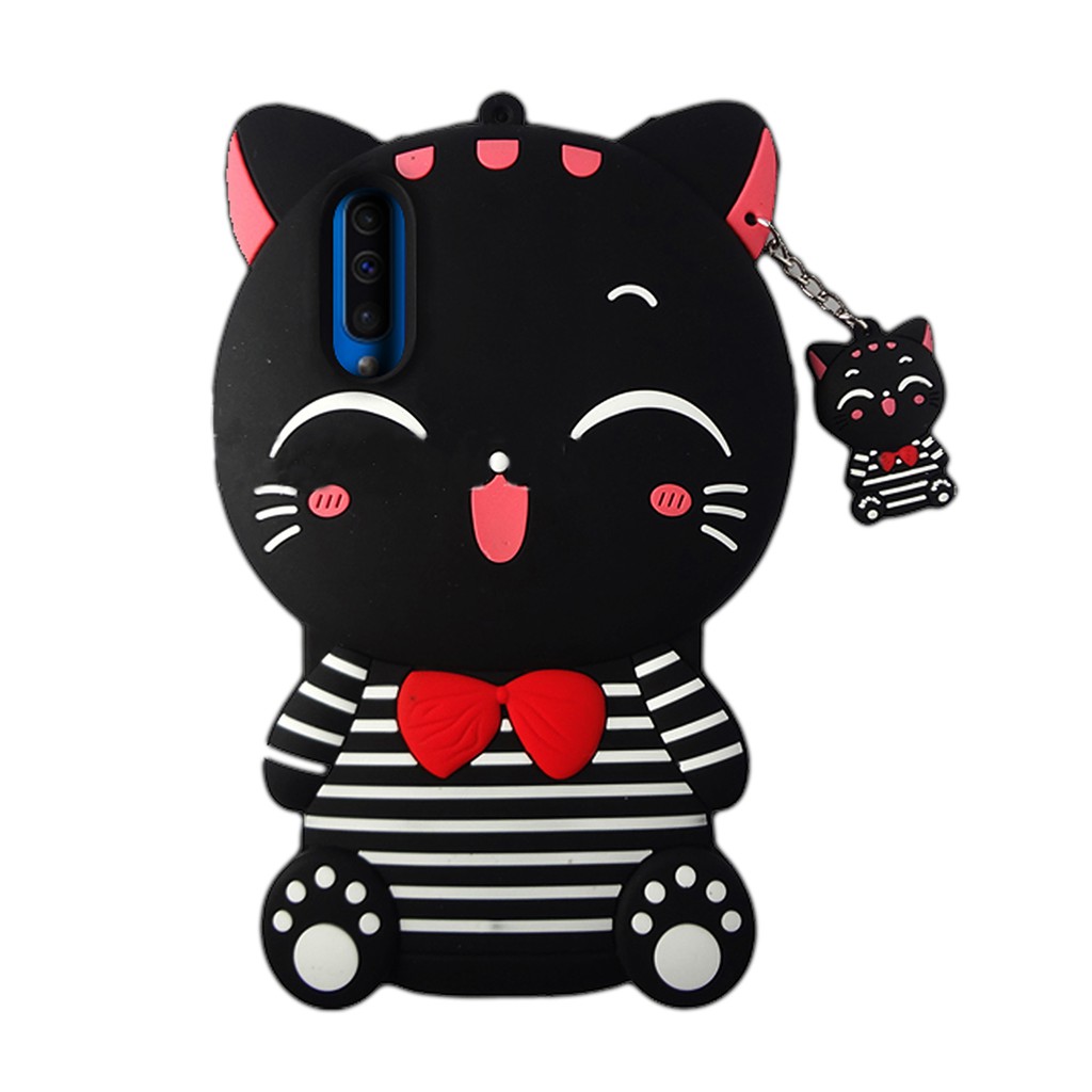 Case Boneka Samsung Galaxy A10/A50/A50S/A30S Soft Case 4D Karakter Black Cat Smile