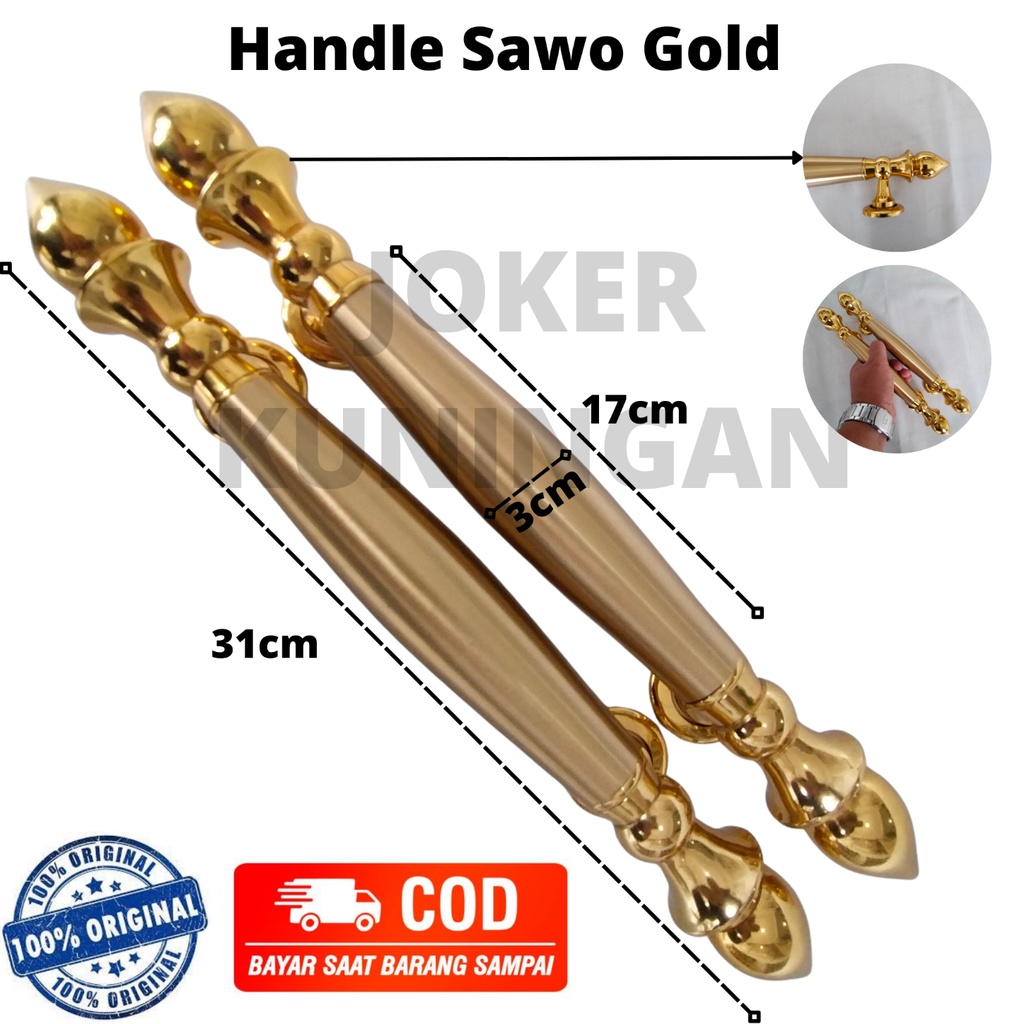 Handle pintu rumah / Handle pintu kuningan motif sawo GOLD