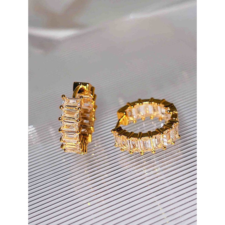 Anting Hoop Zircon Warna Silver Untuk Wanita