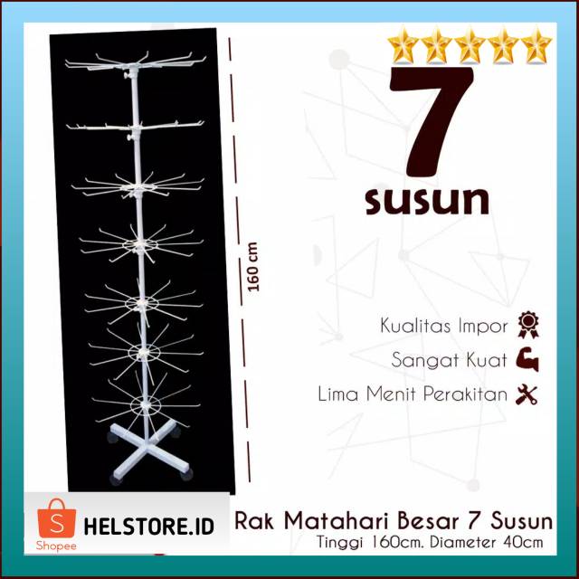 Rak Display Putar Matahari 7 Susun Accesories Besi Kuat Tebal Impor