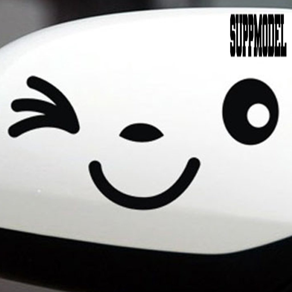 2pcs Y-111 Stiker Reflektif Motif Kartun Smile Tahan Air Untuk Kaca Spion Mobil
