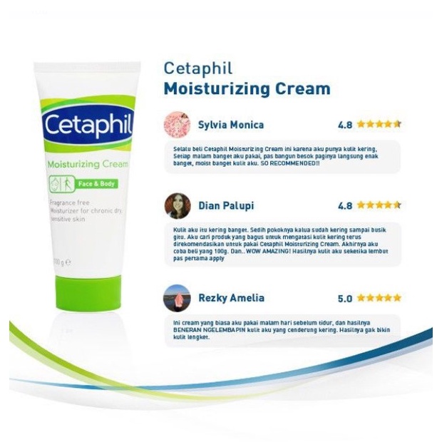 Cetaphil Moisturizing Cream 100g Krim Pelembab Wajah &amp; Kulit untuk Segala Jenis Kulit