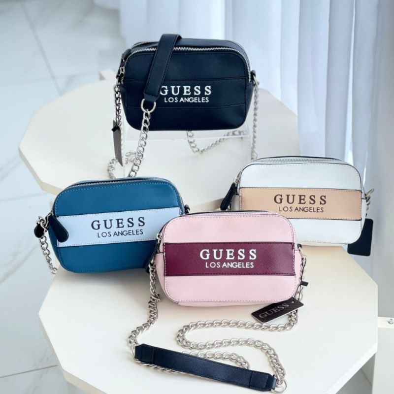 PROMO SALE Tas Guess selempang bahu hitam putih maron navy