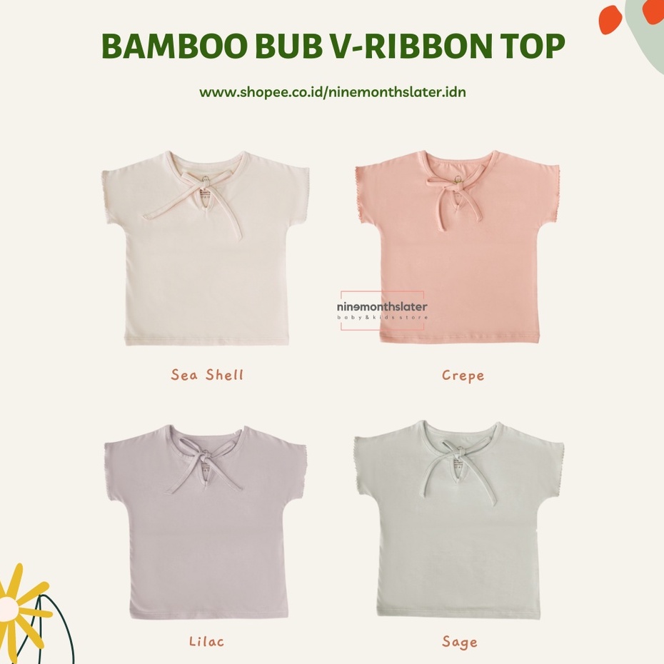 Bamboo and Bub - V-Ribbon Girl Top Atasan Kaos Pita Anak Perempuan Girl Lucu Adem Soft Bambu Polo