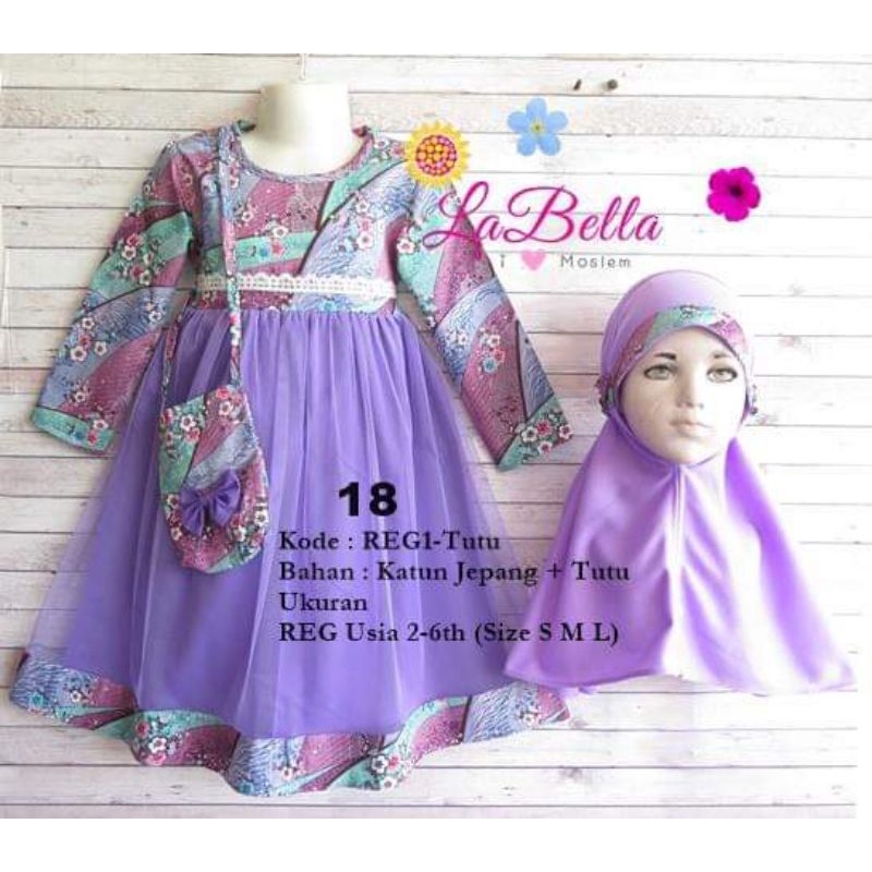 Gamis Anak Perempuan Usia 3-6 Tahun Labella REG1TUTU