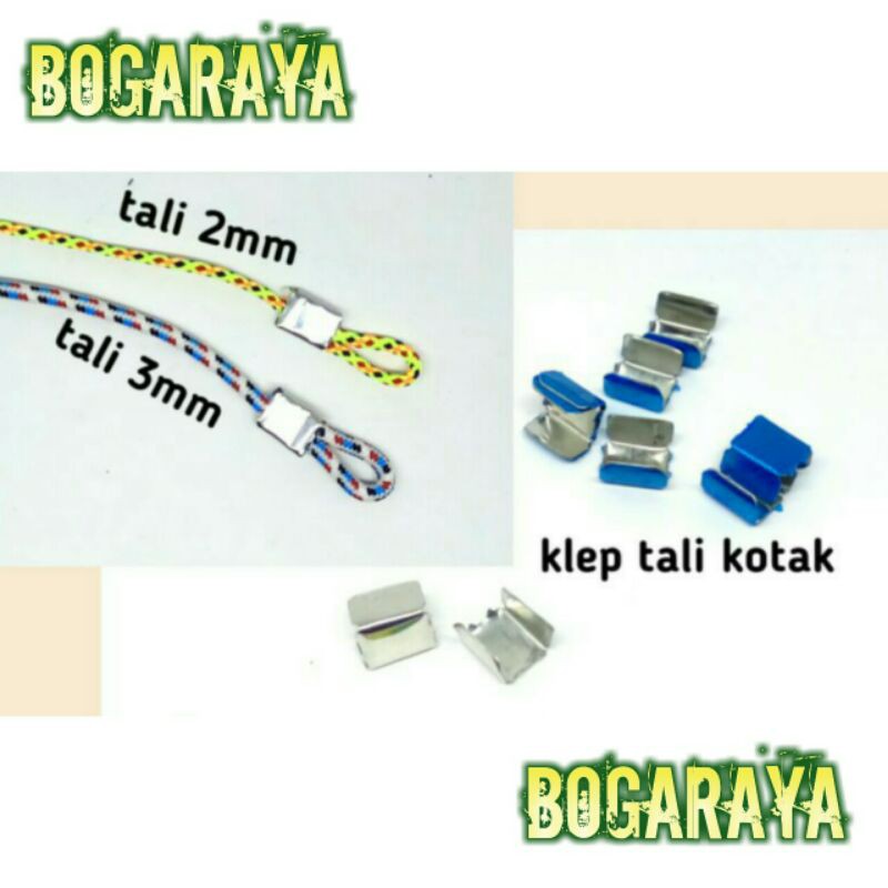 (10 pcs) klep penjepit Tali bentuk kotak | Untuk tali ukuran 2 mm - 1cm