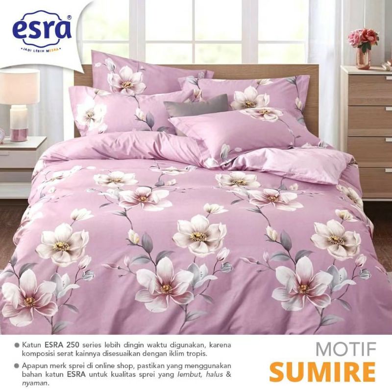 SPREI MOTIF BUNGA UNGU HIJAU SEPRAI MURAH