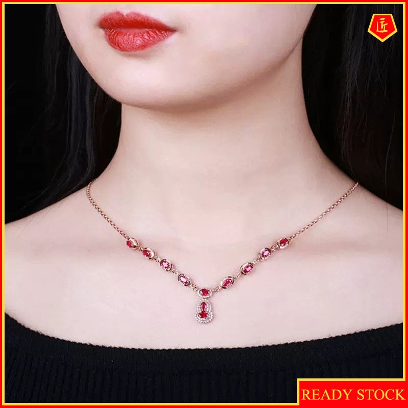 Kalung Ruby Mewah Warna Rose Gold