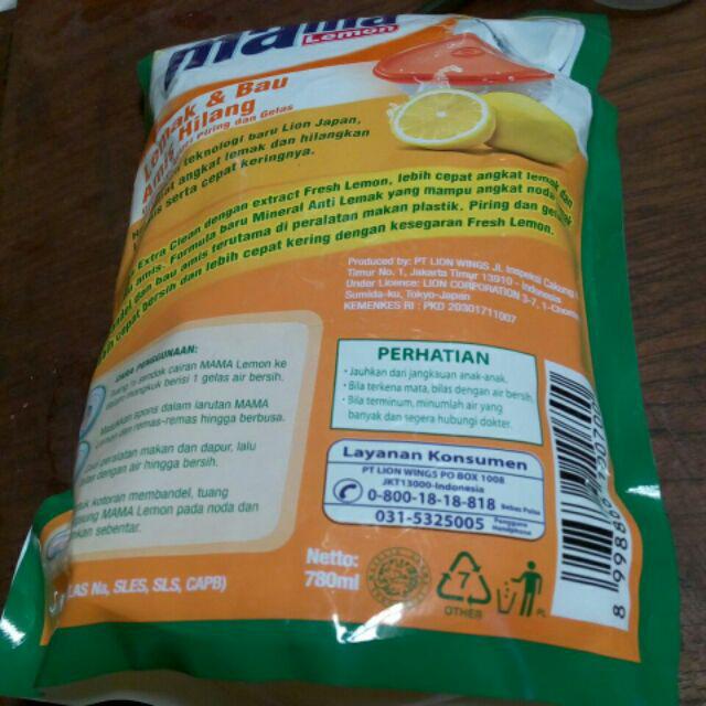 Mama Lemon Liquid Pouch Sabun Pencuci Piring 800ml